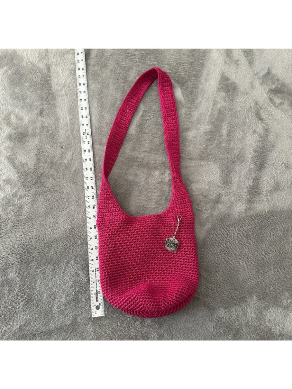 The Sak Hot Pink Knit Crochet Shoulder Bag Purse Handbag - Picture 4 of 7